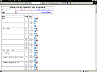 List view of all comics in your collection